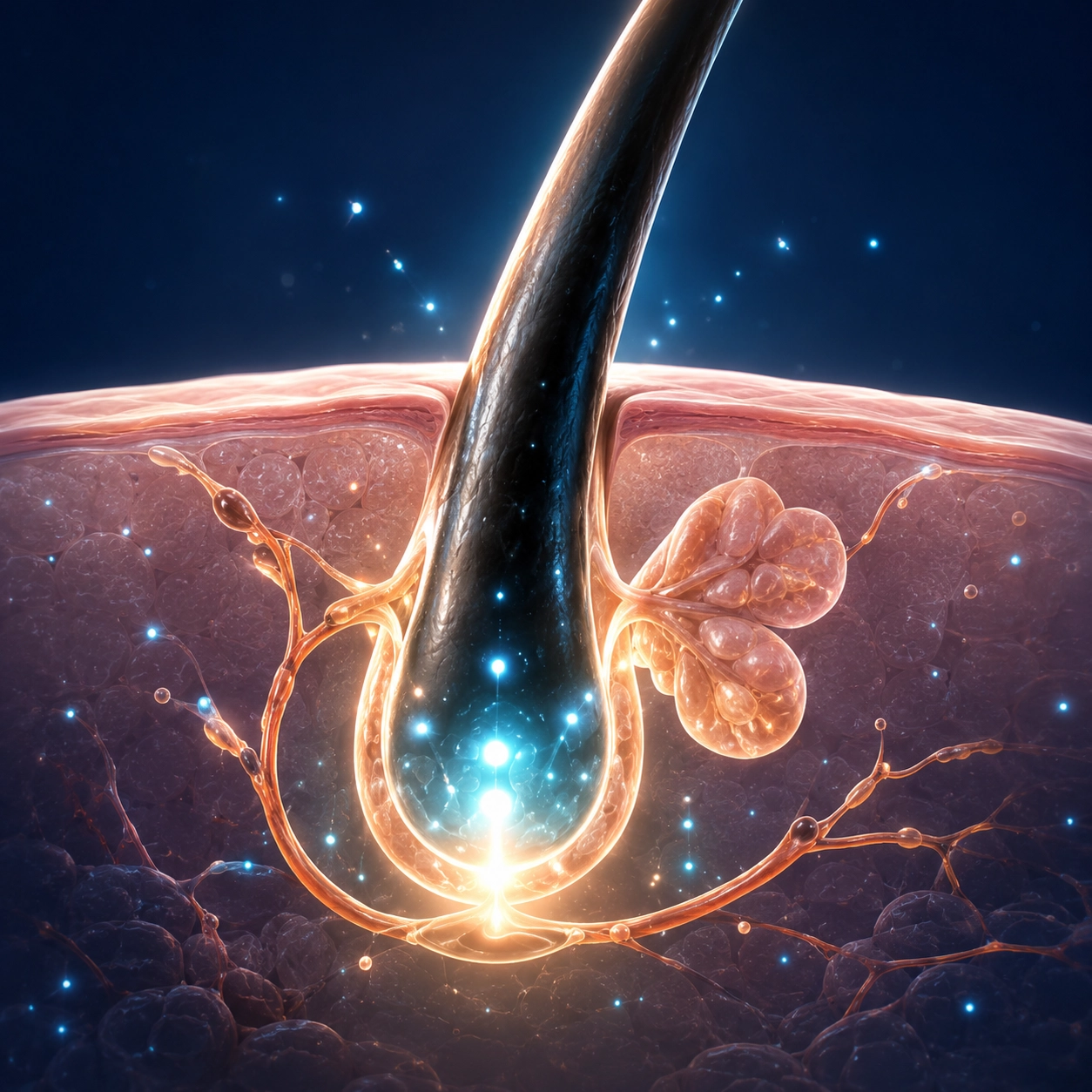 Representación científica de tejido, piel y biología capilar