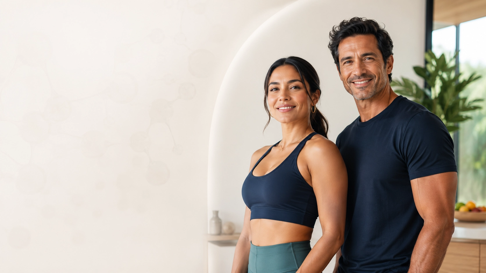Hombre y mujer representando bienestar y objetivos de salud